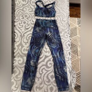 Lululemon Wunder Train Bra & Leggings *Foil Shapeshifter Flux Blue Multi Size 4